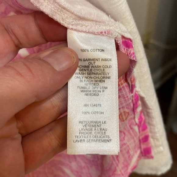 Vineyard Vines matching set women linen shirt and elastic Tie-Waist size 12 L - Picture 6 of 8